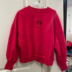 Disney Parks Disneyland Castle Red Pullover Crewneck New